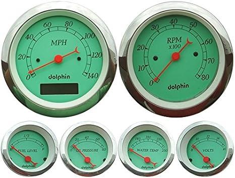 Dolphin Gauges-6 Gauge Programmable Set - Aqua