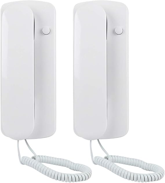 Maxmartt 2 Pcs Wired Intercom Phone AC DC Two Way Intercom Doorphone Home Room Intercome Phone Indoor Telephone Audio Non-Visual Interphone for Villa Home Office