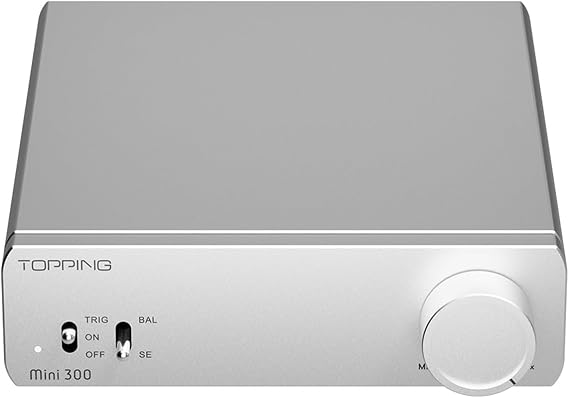 Topping Mini300 Fully Balanced Amplifier, 140W Compact Desktop Class D Amp, RCA/TRS Input, HiFi Amplifier for Home Speakers, Silver
