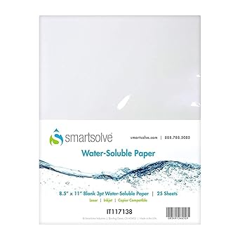 IT117138 3pt Water-Soluble Paper, 8.5" x 11", White Pack of 25