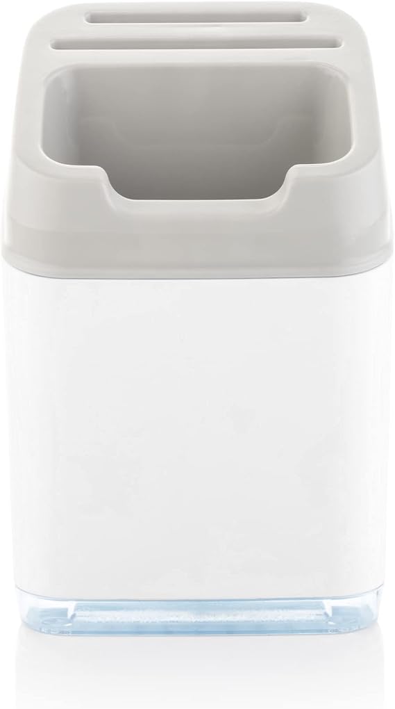 Minky Utensil Caddy, Utensil Holder With Knife Slots, Kitchen Organiser & Drainer, Sleek Holder For Kitchen Accessories, Made in The UK (White)