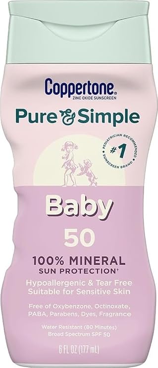 Coppertone Pure and Simple Baby Sunscreen Lotion SPF 50, 6 FL OZ