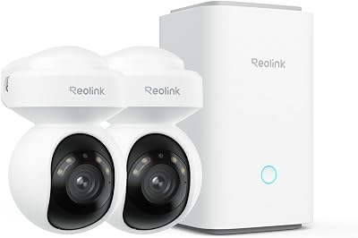REOLINK Outdoor Security Camera System, 5MP PTZ WiFi Cameras with Auto Tracking, Plug-in Power, microSD Card Included, Supports Max.512GB×2 Storage, 247 Offline Recording, Home Hub with 2x E1 Outdoor