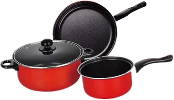 KICHOUSE 3pcs Non-stick Cooking Tool Set Frying Pan Soup Pot Milk Pan Multifunctional Kitchen Utensils for Daily Use for Home Cooking and Meal Preparation