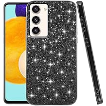Compatible with Samsung Galaxy S23 Case Glitter Shockproof, Phone For Samsung S23 Case Bling Sparkly TPU and PC Silicone Shiny Girl Women Thin Protective Cover (Black)