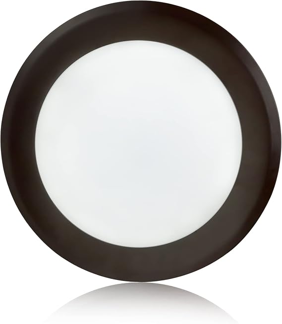 TOPELER 6 Inch LED Disk Light, 15W Dimmable Flush Mount Ceiling Light, Low Profile Recessed Downlight for Home Improve, 1000Lm 5000K Daylight, Bronze Trim