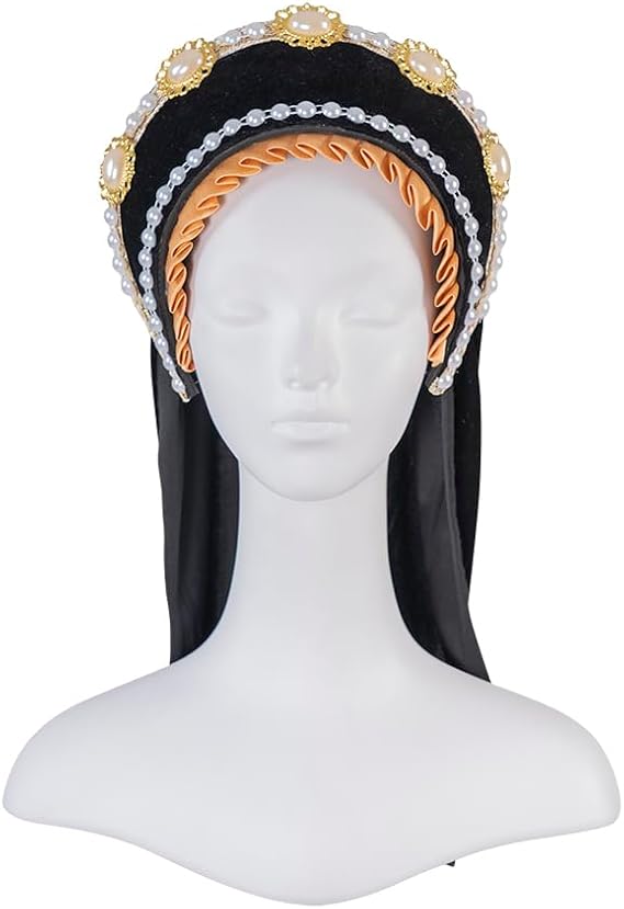 Willyacos Tudor French Hood Anne Boleyn Costume Headpiece Elizabethan Headwear Renaissance Tudor Hat Headdress Headband