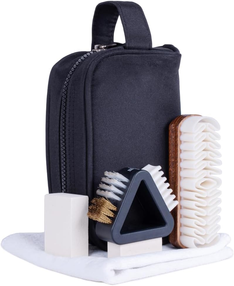 FootFitter Travel Clean & Restore Suede and Nubuck Dopp Bag Kit, Revitalizing Cleaning Care Set for Delicate Materials