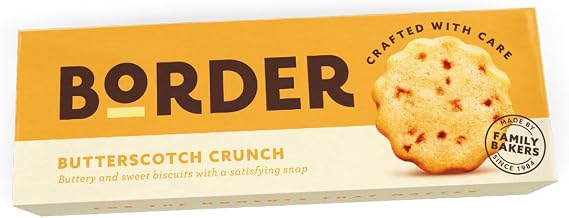 Border Biscuit Butterscotch Crunch - Made with Real Butter & Butterscotch - Deliciously Cumbly & Moreish Crunchy Flavour Cookies Treat - Perfect Food Gift for Biscuit Lovers 135g (Pack of 1)