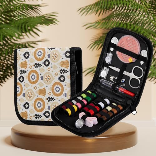 Sewing Project Kits Christmas Pattern Sewing Kit with 43PCS Sewing Supplies Accessories,Printing Sewing Set with Zipper Sewing Supplies Case,for Travel Emergency, Home