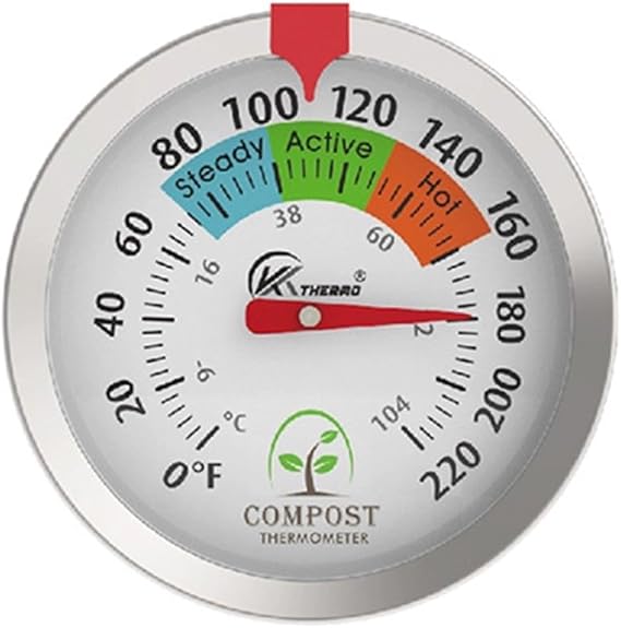 Compost Soil Thermometer 40cm/50cm with Large for DIAL for Accurate Temperature Monitoring for Gardens and Greenhouses Battery-Free(50cm)