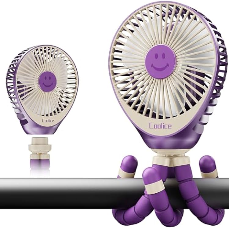 Stroller Fan Clip on for Baby, 30Hrs Removable Fan for Strollers and Car Seat, 3 Speeds Baby Stroller Fans, Rechargeable Portable Fans for Strollers with Flexible Tripod for Hiking, Beach and Camping