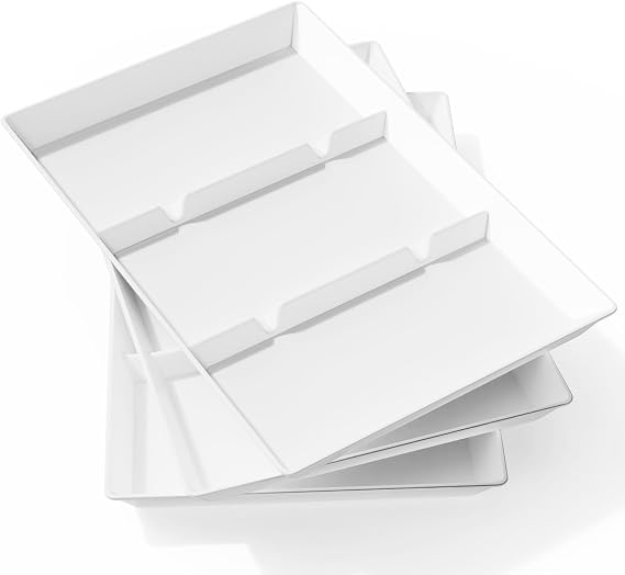 Lifewit Divided Serving Tray for Party, 3 Pack Plastic Food Serving Platter