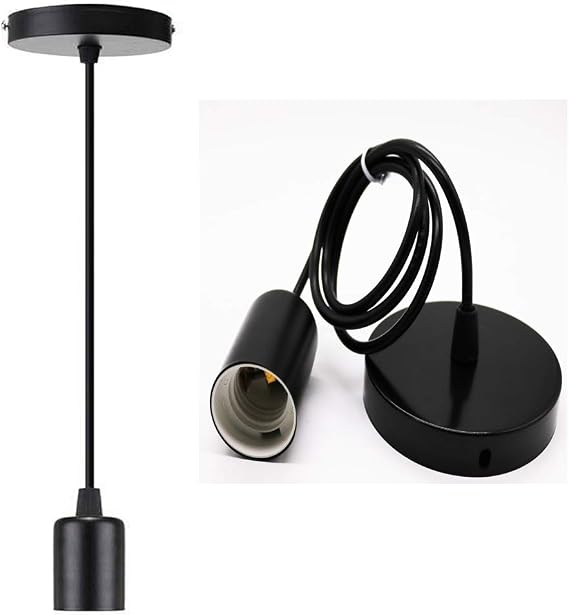 Hanging pendant lights ceiling light ceiling light socket E27 wire small screw lamp holder hanging interior lighting for dining table kitchen loft bedroom cafes bar [Energy Class A+]