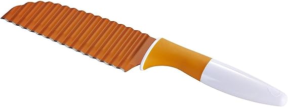 Crisp Stainless Steel Crinkle Cut Knife - Crinkle Cutter for Veggies Potatoes - Wave Slicer French Fry Vegetable Cutter - Large Wavy Cutter Knife - Easy & Fast Crinkle Cuts