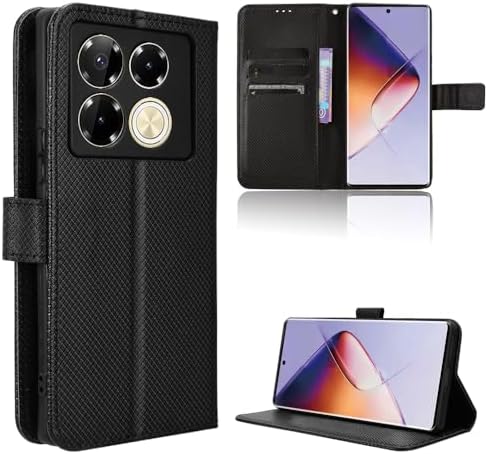 Compatible with Infinix Note 40 Pro 4G Leather Case Cover,PU Leather flip Cover Compatible with Infinix Note 40 Pro 4G X6850 Case Cover Black