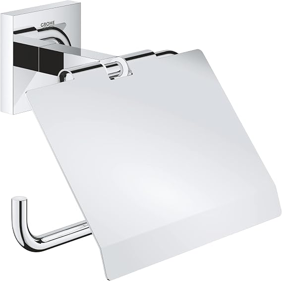 GROHE Start Cube QuickFix Toilet Paper (With Lid), Shower, Bathroom Accessories, Chrome, 41102000