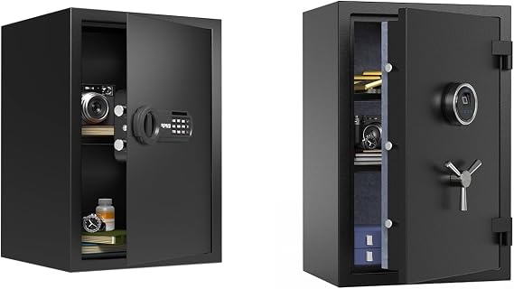 RPNB 1 of 1.8 Cuft Deluxe Home Safe with Removable Shelf, 1 of 2.12 Cuft Fingerprint Fireproof Safe Box with Touch Screen, Bundle