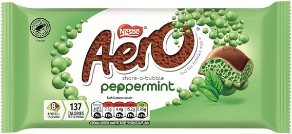 Aero Peppermint Mint Chocolate Sharing Bar, 90 g, Black
