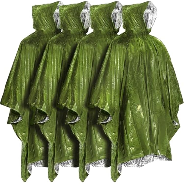 Everlit Survival Rain Poncho Emergency Mylar Space Blanket Camping Gear-Retain 90% of Body Heat Survival Gear for Survival Kits Camping Supplies Emergency Blankets