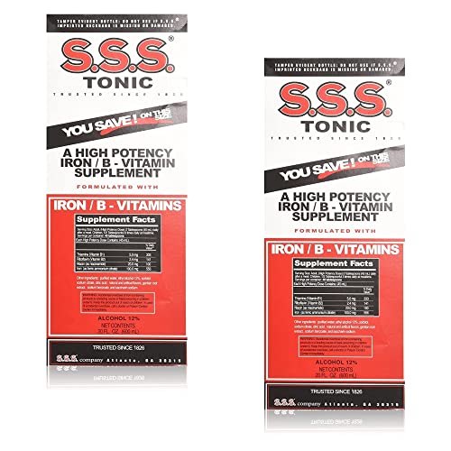 S.S.S. Tonic Iron and Vitamin B Supplement Liquid, Large 20 oz Pack of 2