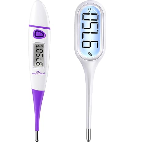 Easy@Home Basal Body Thermometer for Ovulation, 1/100th Degree High Precision, Accurate BBT Thermometer for Natural Ovulation Tracking by Premom APP, EBT-018 & EBT-013, Purple, Pink