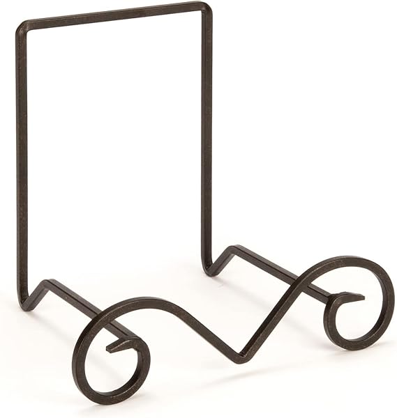 Tripar Decorative Keller Easel Stand, Black & Gold Finish (9-Inch Depth) - Beautifully Designed Tabletop Stand - Made of Solid Square Wire Metal - Perfect for Showcasing Pictures, Artwork, More