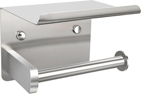 1pcs Brushed Nickel Toilet Paper Holder with Shelf
