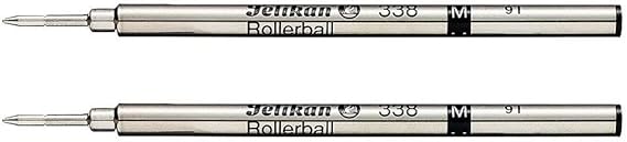 Pelikan 338 Medium Rollerball Refill - Black (Pack of 2)