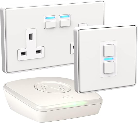 Lightwave LP21422WH Smart Lighting & Power Starter Kit, White Metal - Works with Alexa, Google Assistant, HomeKit. iOS & Android Compatible