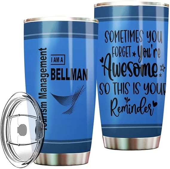 Tourism Management Bellman Tumbler Stainless Steel 20oz, Funny Gifts Bulks For Office Women Men Work Friends Coworker, Driking Coffee Cup For Birthday Christmas