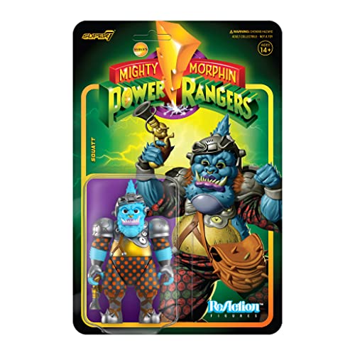 Super7 Mighty Morphin Power Rangers Squatt - 3.75 Power Rangers Action Figure with Accessory Classic TV Show Collectibles and Retro Toys