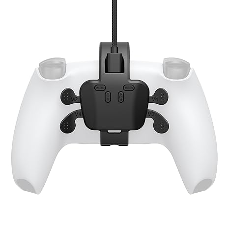 Akalyptra Back Paddles Attachment for PS-5 Controller with Microphone Function, Wired Plug & Play with 4 Programmable Back Buttons, Support Turbo/ Remap/Combo/Controller Button Swap Functions, Compatible with PS-5 Console/PC/MAC(Black, 7.2FT)
