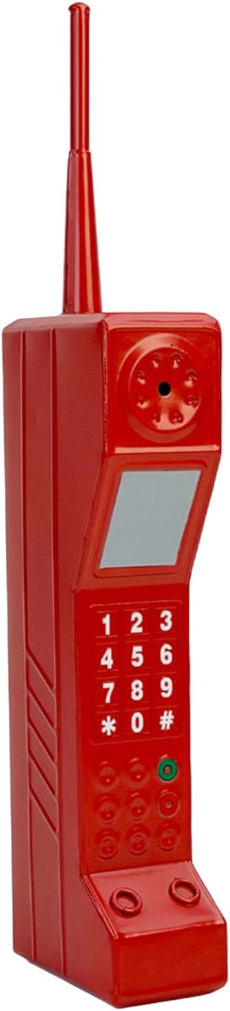Flylin Retro 90S Prop Phone, Vintage Brick Cell Phone Ornament,Red | 80s Old Fashioned Style, Durable Iron Construction, Portable Photographic Party Decorations, Home Stage Decor Simulation Prop