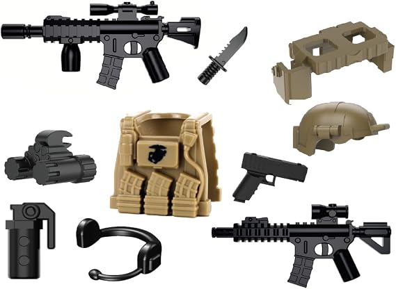 Battle Brick Battle Bag Marine Weapons Pack Compatible with LEGO Minifigs