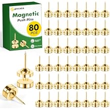 80 Sets of Magnetic Push Pins, Gold Flat Push Pins for Cork Board, Bulletin Board, Wall, Photo Hangers