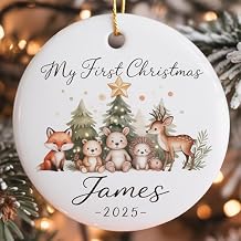 Noni Custom Baby's First Christmas Ceramic Ornament, Custom Name & Year, Cute Ceramic Holiday Decoration for Baby Boy or Girl, Keepsake Ornament, New Baby Gift, Gift for Christmas 10