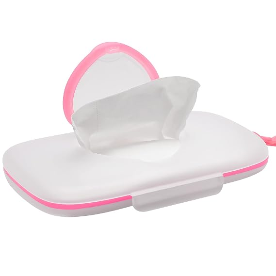 Healeved Baby Wipes Dispenser: On- The- Go Wipes Dispenser Travel Wipes Case Baby Wipe Holder Outdoor Stroller Wet Wipes Box Portable Refillable Wipes Container Pink