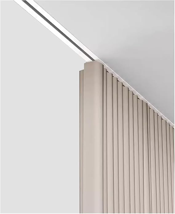 White Ceiling Mount Recessed Ceiling Curtain Shower Curtain Track Set, Ultra-Thin Ceiling Mount Room Divider Curtain Tracks, Cuttable Metal Single Sliding System(Size:44ft/13.4m)