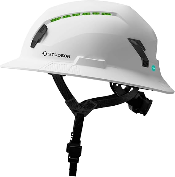 STUDSON SHK-1 Full Brim Safety Helmet: ANSI/ISEA Z89.1 Type II Compliant (R 2019), Lightweight & Breathable, NFC Emergency Contact Chip, One Size, Class C & E Protection
