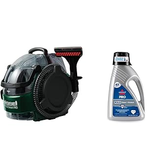 BiSSEll Little Green Pro Commercial Spot Cleaner BGSS1481 & Bissell 78H63 Deep Clean Pro 4X Deep Cleaning Concentrated Carpet Shampoo, 48 Ounces - Silver