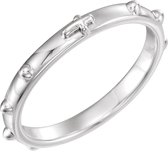 Bonyak Jewelry Sterling Silver Rosary Ring - Size 5