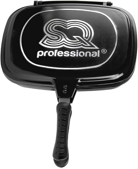 32cm Double Sided Twin Skillet Griddle Frying Magic Pan Black Die-cast Aluminium