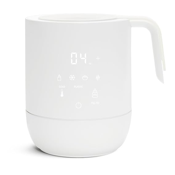 Munchkin Precision Baby Bottle Warmer for Breastmilk, Formula, Food Jars, and Sterilizing Small Parts - Compatible with All Bottle Brands, Glass, Silicone & Plastic, Digital Display, White (Plug-in)