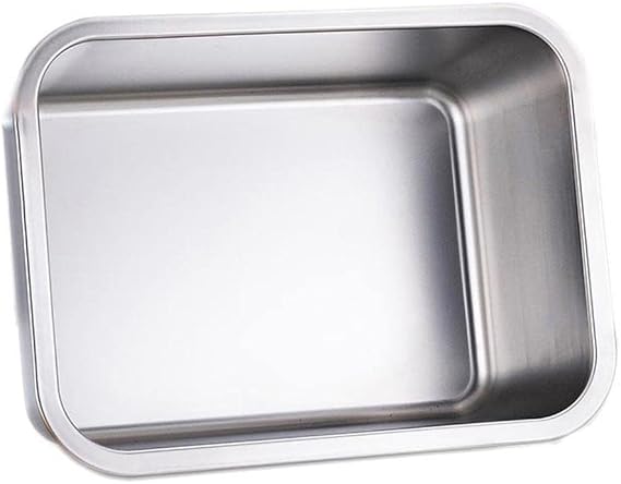 KUNWU Stainless Steel Sheet Pan 14"x10"x8", Rectangle Bakeware, Cake Pan Corrosion Resistant Easy Clean Durable (S (14"x10"), 8" Deep)