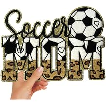 Iron On Patches Chenille Ball Sports Embroidered Applique Golden Edge Large Patch Accessories DIY Decoration for Clothes Jackets Uniform Backpack,Soccer