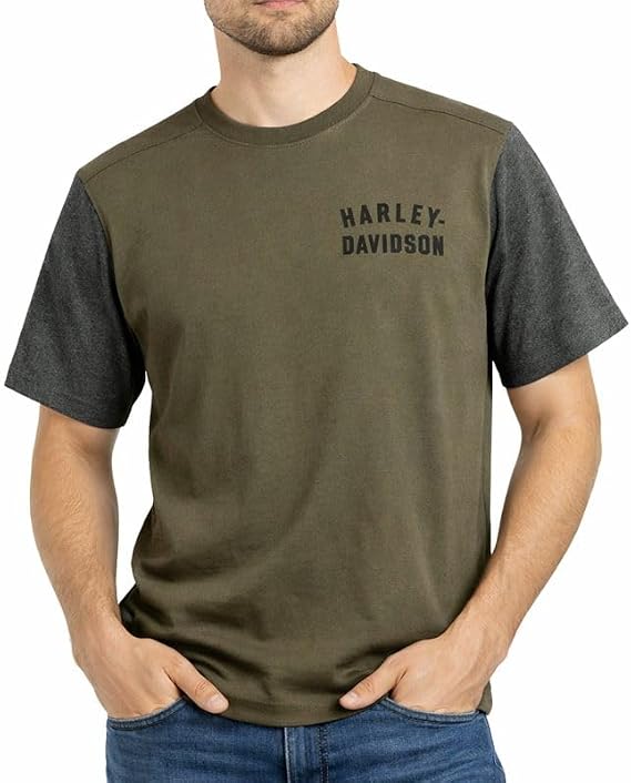 Harley-Davidson Men's Staple Colorblock Tee - Colorblocked, Green - 96045-23VM
