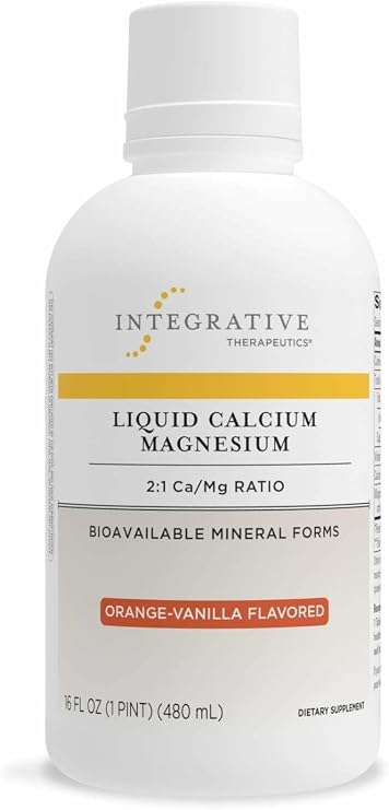 Integrative Therapeutics Liquid Calcium Magnesium 2:1 - Supplement for Bone Support* - Delicious Formula - Does Not Contain Sugar, Gluten or Dairy - Orange Vanilla, 16 oz (32 Servings)
