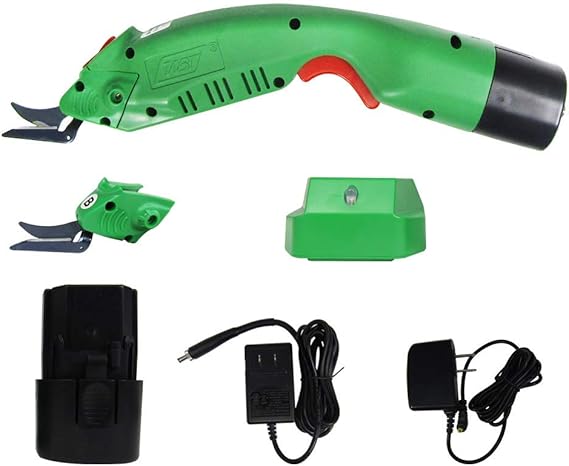 MXBAOHENG WBT-2 Cordless Electric Scissors for Cutting Fabric/Carpet/Sponge/Paperboard Fiberglass Scissor w/ 2 Blades 5000mAh Large Battery Low Noise