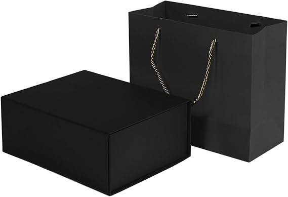Gift Box with Lid & bag for present, Magnetic Closure Collapsible